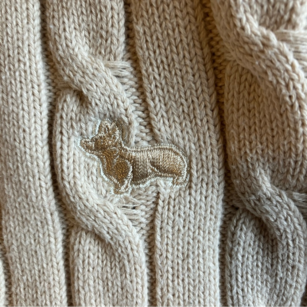 Cable Knit Cream corgi logo Sweater